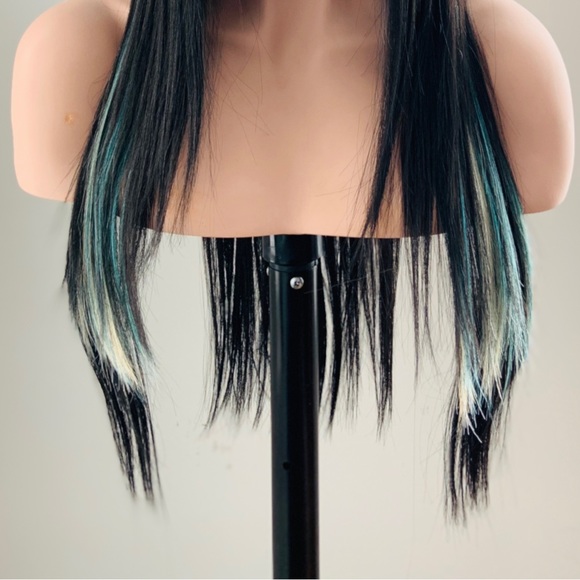 Long Black/ Blue/Multi Color Premium Fiber Lace Front Wig for Daily Wear/Events - Picture 5 of 9
